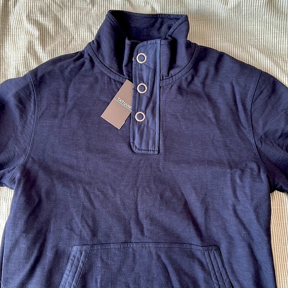 Navy cotton pullover zip sweater - Picture 2 of 4